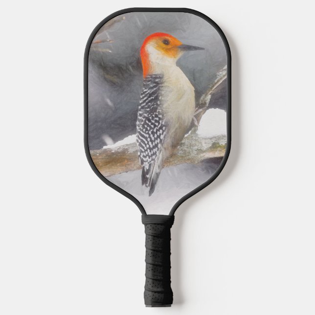 Red-Bellied Woodpecker Painting Original Bird Art Pickleball Paddle (Front)