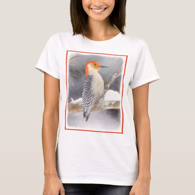 Red-Bellied Woodpecker Painting Original Bird Art T-Shirt (Front)