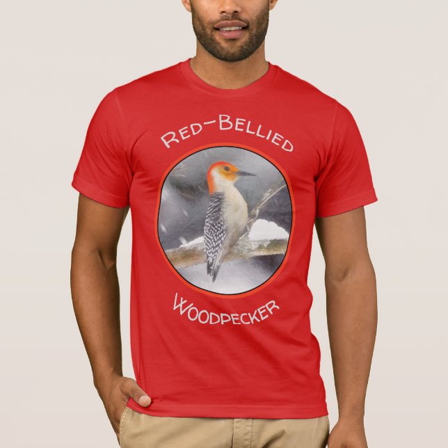 Red-Bellied Woodpecker Painting Original Bird Art T-Shirt (Front)