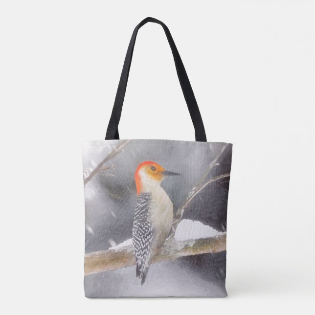 Red-Bellied Woodpecker Painting Original Bird Art Tote Bag (Back)