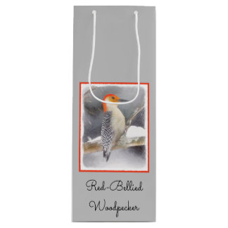Red-Bellied Woodpecker Painting Original Bird Art Wine Gift Bag