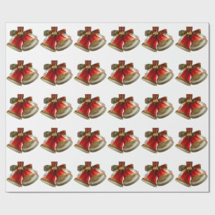 Red Bells White Wrapping Paper