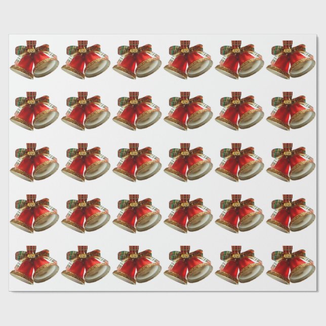 Red Bells White Wrapping Paper (Flat)