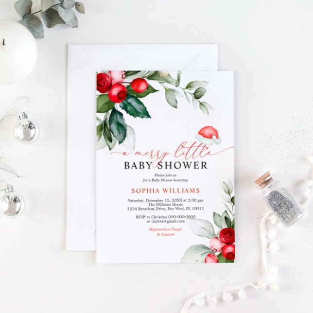 Red Berries A Merry Little Baby Shower Invitation (Creator Uploaded)