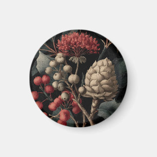 Red Berries and Exotic Seed Pods on Black Magnet