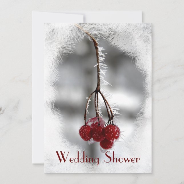 Red Berries and Frost Couples Wedding Shower Invitation (Front)