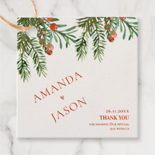  Red Berries And Leaves Festive Christmas wedding Favour Tags