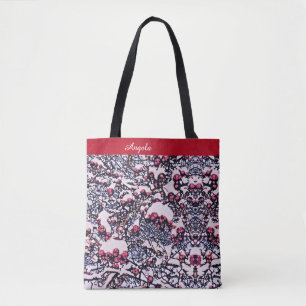 Red berries and snow in Christmas Tote Bag