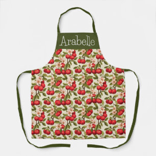 Red Berries and White Flowers Apron