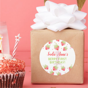 Red Berries Berry Sweet Strawberry Birthday Classic Round Sticker