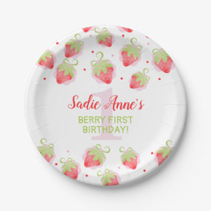 Red Berries Berry Sweet Strawberry Birthday Paper Plate