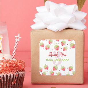 Red Berries Berry Sweet Strawberry Birthday Square Sticker