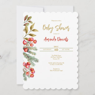 Red Berries Border Invitation