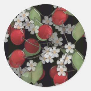 Red berries , cherry classic round sticker