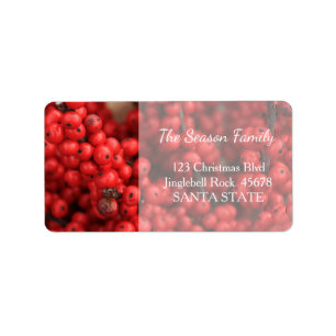 Red berries Christmas address label
