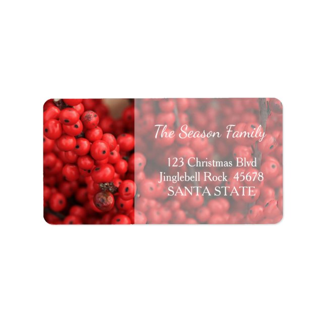 Red berries Christmas address label (Front)