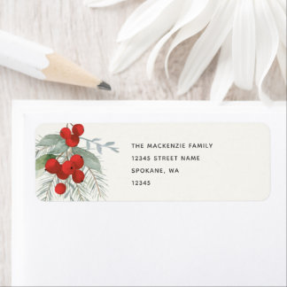 Red Berries Christmas Holiday Return Address