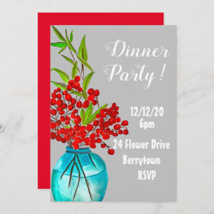 Red Berries elegant dinner party Invitation