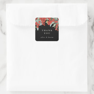 Red Berries + Eucalyptus Christmas Thank You Square Sticker
