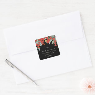 Red Berries + Eucalyptus Holiday Address Classic Square Sticker