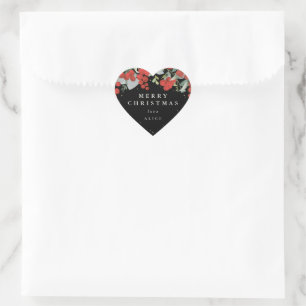Red Berries + Eucalyptus Merry Christmas/Custom Heart Sticker