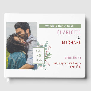 Red Berries & Eucalyptus Wedding Guest Book