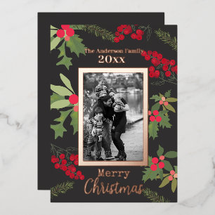 Red Berries Family Photo Christmas Holiday Card