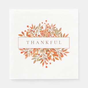Red Berries & Golden Leaves Customisable Botanical Napkin