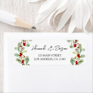 Red Berries Green Greenery Wedding Address Labels