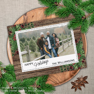 Red Berries Green Holly Cute Botanical Foliage Postcard