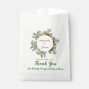 Red Berries Green Leaves Christmas Wedding Party Favour Bags