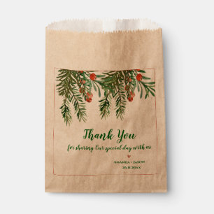 Red Berries Green Leaves Christmas Wedding Party Favour Bags