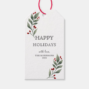 Red Berries Greenery Christmas Holiday Gift Tags