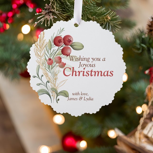 Red Berries Greenery Elegant Holiday Tree Decoration Card (Creator Uploaded)