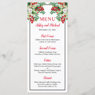 Red Berries   Greenery Floral Holiday Wedding Menu