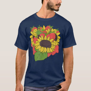Red Berries Hippie Flower Blossoms Strawberry Sunf T-Shirt