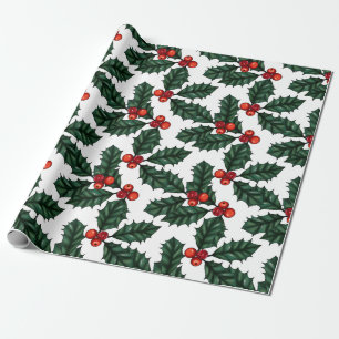 Red Berries & Holly Christmas Wrapping Paper