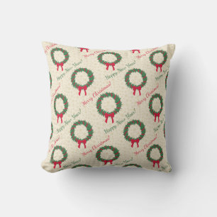 Red Berries Holly Merry Christmas Cushion