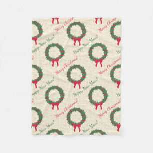 Red Berries Holly Merry Christmas Fleece Blanket