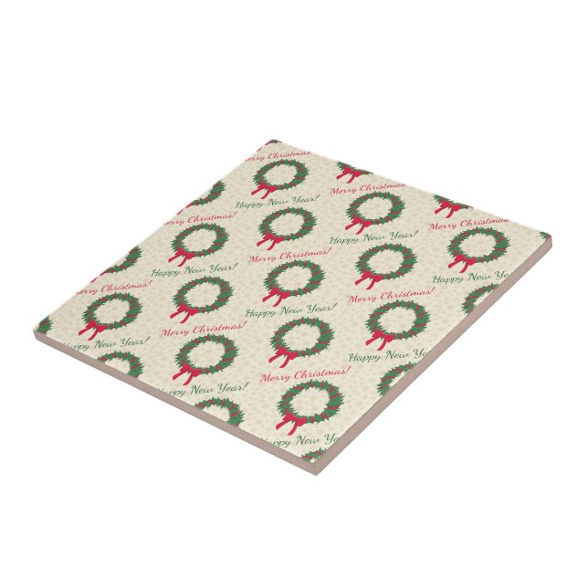 Red Berries Holly Merry Christmas Tile (Side)