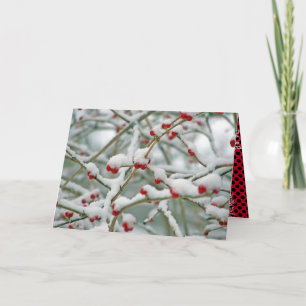 Red Berries in the Snow Christmas Card