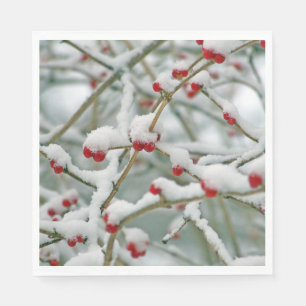 Red Berries in the Snow Napkin