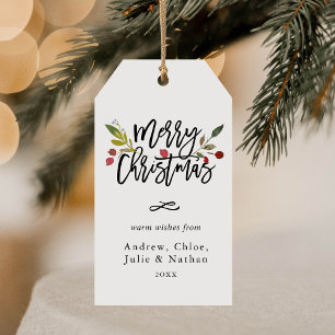 Red Berries Merry Christmas Holiday Gift Tags