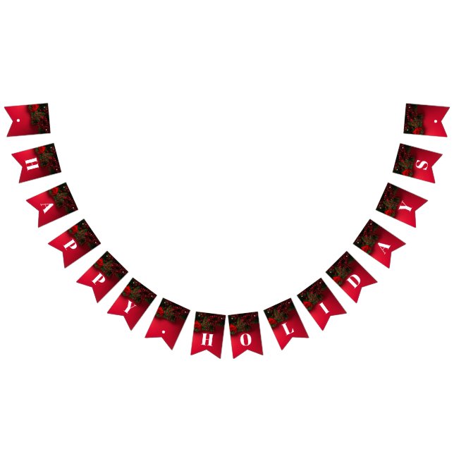 Red Berries & Mistletoe, Christmas Bunting (All)