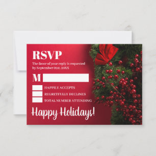 Red Berries & Mistletoe, Christmas RSVP