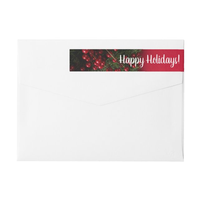 Red Berries & Mistletoe, Christmas Wrap Around Label (Back)