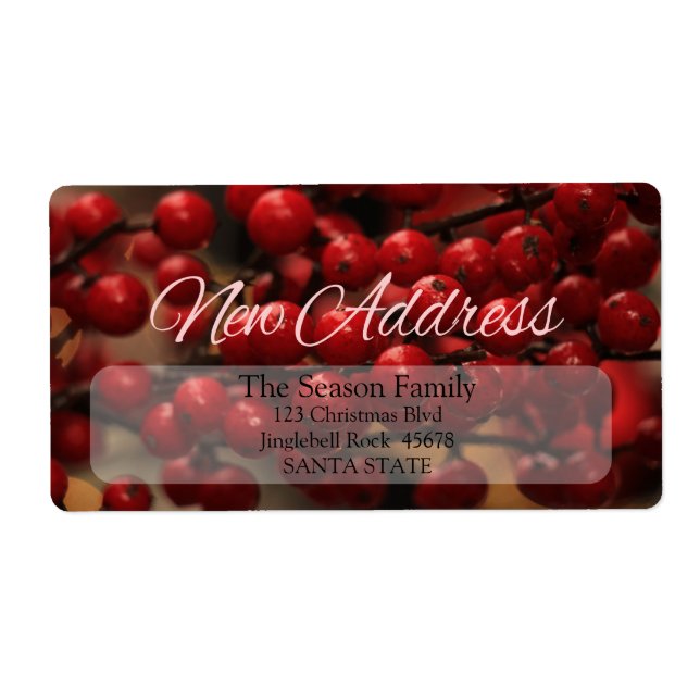 Red berries New address Christmas label (Front)