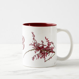 Red Berries on Dormant Tree Branch Two-Tone Coffee Mug