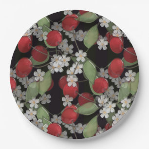 Red berries paper plate