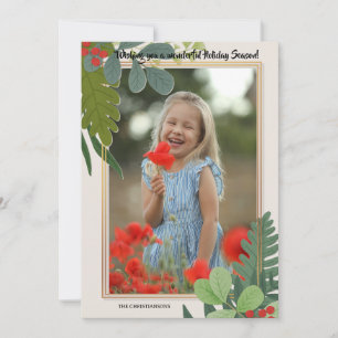 Red Berries Photo Frame Holiday Greeting Card
